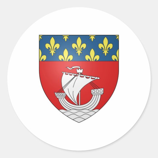 Officiële Blason Paris Coat Heraldry Symbol Frankr Ronde Sticker (Voorkant)