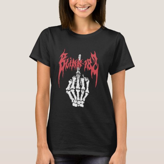 Officiële Blink 182 Skeleton Finger T-shirt (Voorkant)