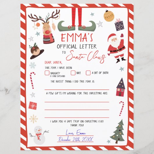 Officiële brief aan de Kerstman Kerstavond Mail (Voorkant)