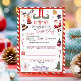 Officiële brief aan de Kerstman Kerstavond Mail Kaart