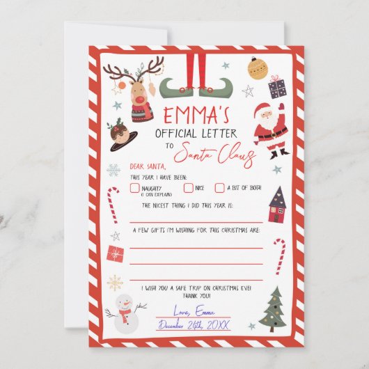 Officiële brief aan de Kerstman Kerstavond Mail Kaart (Voorkant)