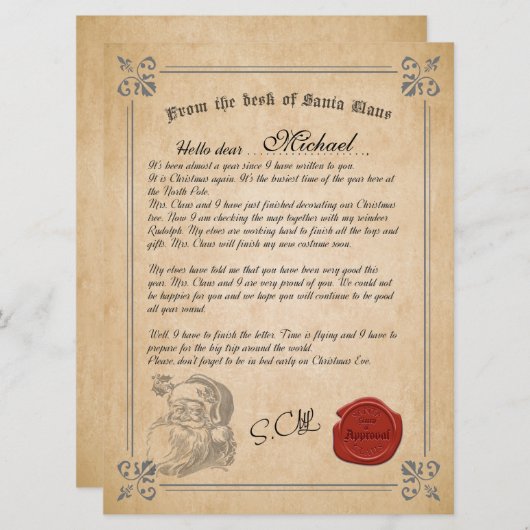 Officiële brief van de Sinterklaas van Santa Claus Kaart (Voorkant / Achterkant)