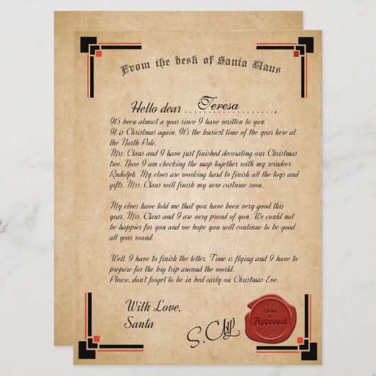 Officiële brief van de Sinterklaas van Santa Claus Kaart (Voorkant / Achterkant)