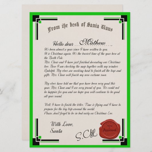 Officiële brief van de Sinterklaas van Santa Claus Kaart (Voorkant / Achterkant)