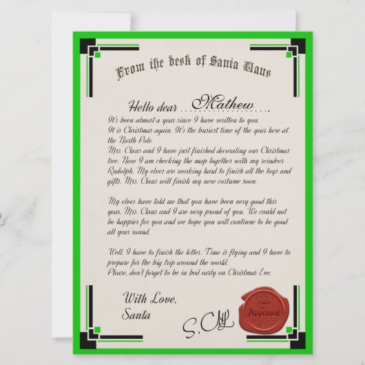 Officiële brief van de Sinterklaas van Santa Claus Kaart (Voorkant)