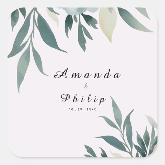Officiële bruiloft Botanische Square Sticker (Voorkant)