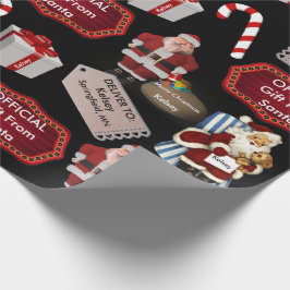 Officiële cadeaus van de Santa  met naam en locati Cadeaupapier