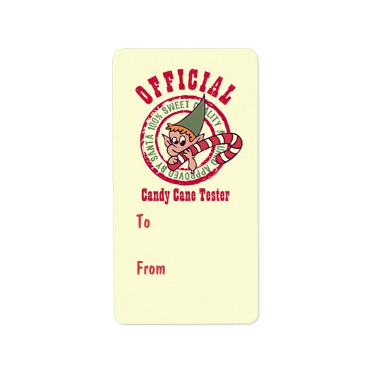 Officiële Candy Cane Tester Gift Label Label (Voorkant)