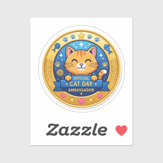 Officiële Cat Day Badge - Leuke Sticker (Vel)