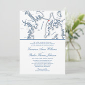 Officiële Chesapeake Bay Beach Club Navy Blue Wedd Kaart (Staand voorkant)