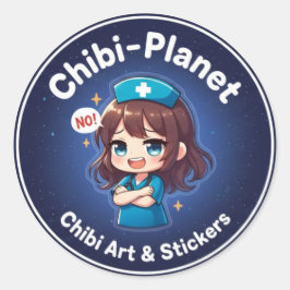 Officiële Chibi-Planet-logo: Sassy-verpleegsticke Ronde Sticker