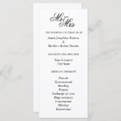 Officiële chic Mr en Mrs bruiloft ceremonie progra Programmakaart (Voorkant / Achterkant)