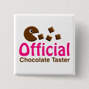 Officiële chocoladetaster vierkante button 5,1 cm