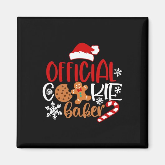 Officiële cookie bakker sneeuwvlokken santa kerst  magneet (Voorkant)