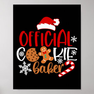 Officiële cookie bakker sneeuwvlokken santa kerst  poster