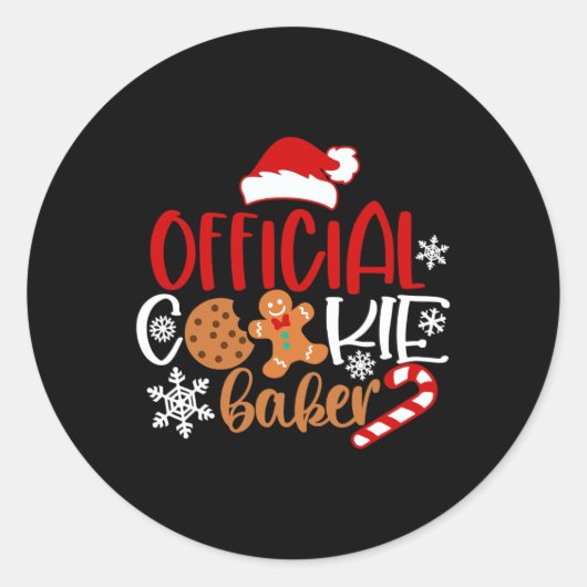 Officiële cookie bakker sneeuwvlokken santa kerst  ronde sticker (Voorkant)