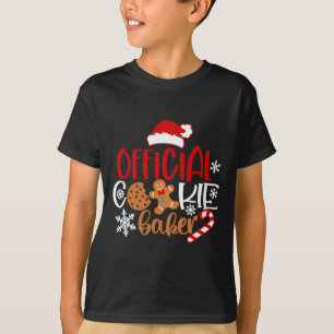 Officiële cookie bakker sneeuwvlokken santa kerst  t-shirt