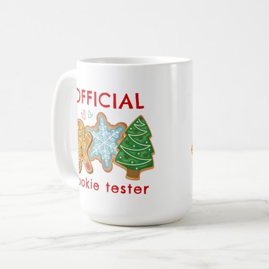 Officiële Cookie Tester Funny Kerstmis Koffiemok (Voorkant links)
