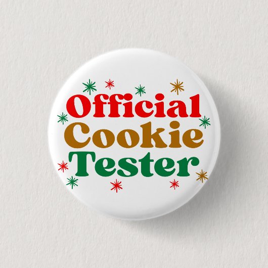 OFFICIËLE COOKIE TESTER RONDE BUTTON 3,2 CM (Voorkant)