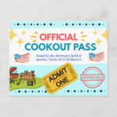 Officiële Cookout Pass - Gag Gift Briefkaart (Voorkant)