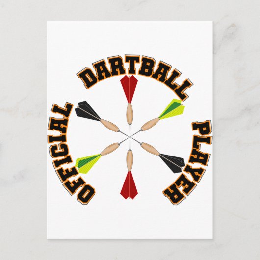 Officiële dartball-speler briefkaart (Voorkant)