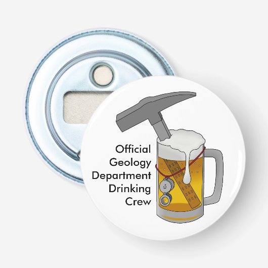 Officiële dienst Geologie Drink bemanning Button Flesopener (Voorkant)