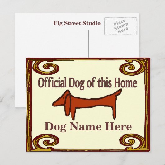 Officiële Dog Sign. Dachshund Briefkaart (Voorkant / Achterkant)