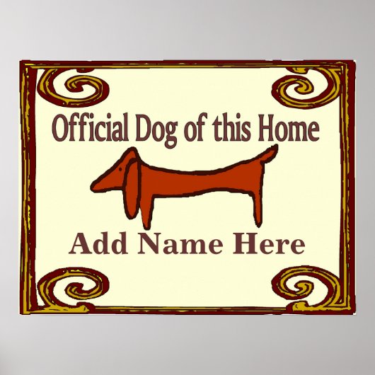 Officiële Dog Sign. Dachshund Poster (Voorkant)