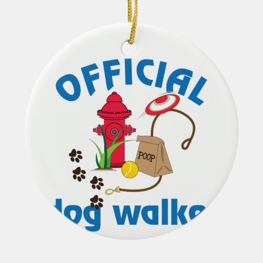 Officiële Dog Walker Keramisch Ornament (Voorkant)