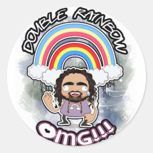 OFFICIËLE Double Rainbow Stickers! Ronde Sticker