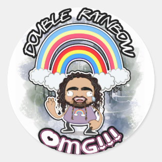 OFFICIËLE Double Rainbow Stickers! Ronde Sticker
