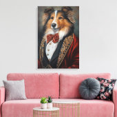 Officiële Draag Tuxedo Shetland Sheepdog | Sheltie Canvas Afdruk (Insitu (Woonkamer))