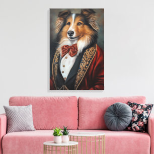 Officiële Draag Tuxedo Shetland Sheepdog   Sheltie Canvas Afdruk