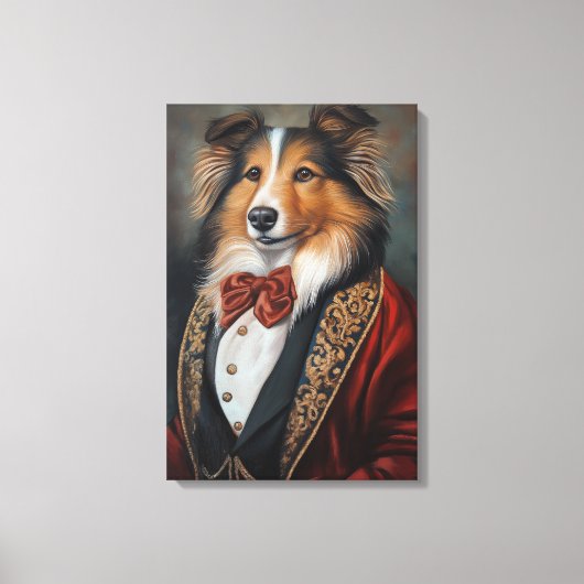 Officiële Draag Tuxedo Shetland Sheepdog | Sheltie Canvas Afdruk (Voorkant)
