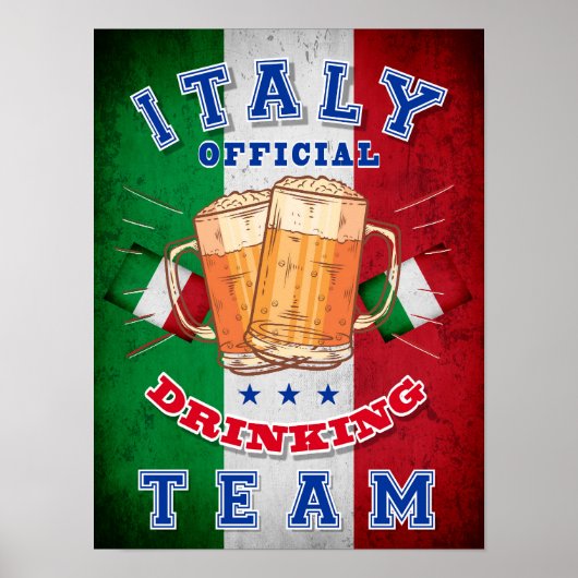 Officiële Drink ploeg van Italië. Grappig bier Poster (Voorkant)
