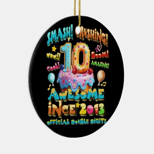 Officiële dubbele cijfers 10e verjaardag Geweldige Keramisch Ornament (Rechts)
