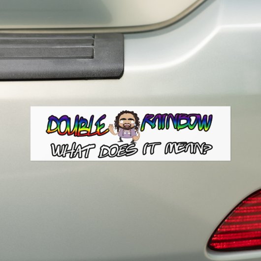 OFFICIËLE Dubbele regenboog Bumpersticker - Wit (Op auto)