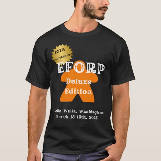 Officiële EFORP 2025 met Oranje Meeple T-shirt (Voorkant)