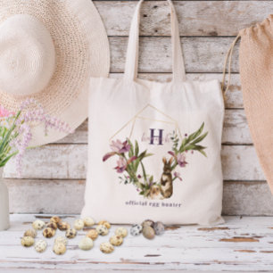 Officiële Egg Hunter Floral Bunny Monogram Treat Tote Bag
