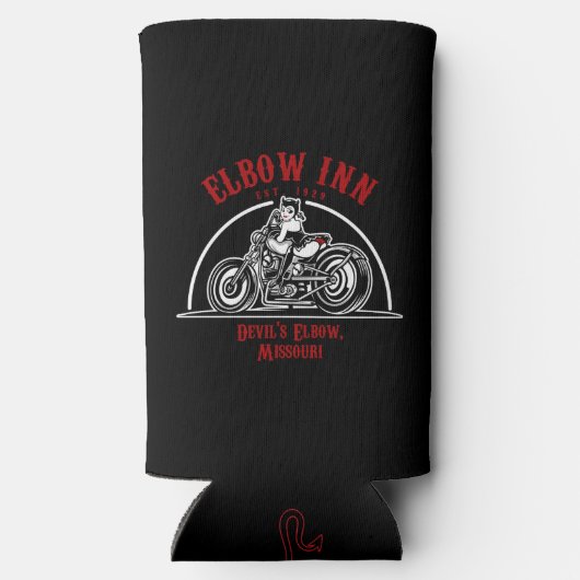 Officiële Elbow Inn® Biker Lucy Slim Koelbox Seltzer Blikjeskoeler (Achterkant)
