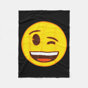 Officiële Emoji Knipoog Knipogende Gele Glimlach G Fleece Deken
