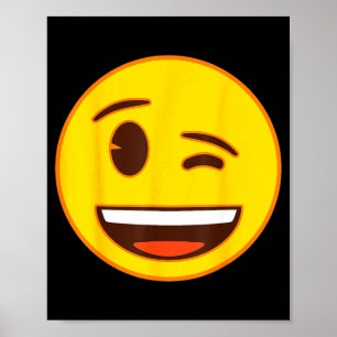 Officiële Emoji Knipoog Knipogende Gele Glimlach G Poster