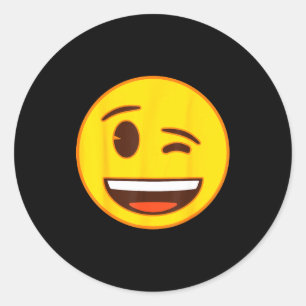 Officiële Emoji Knipoog Winkende Gele Glimlach Gez Ronde Sticker