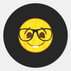Officiële Emoji Nerd Gles Gele Glimlach Gezicht Ronde Sticker