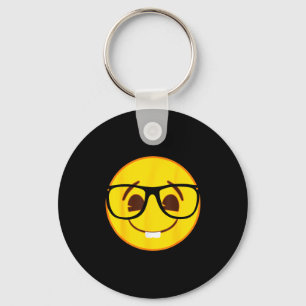 Officiële Emoji Nerd Gles Gele Glimlach Gezicht Sleutelhanger