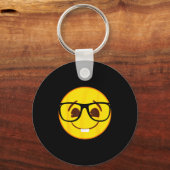 Officiële Emoji Nerd Gles Gele Glimlach Gezicht Sleutelhanger (Voorkant)