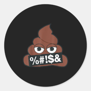 Officiële Emoji Poep Gecensureerde Gele Glimlach G Ronde Sticker