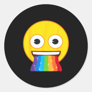 Officiële Emoji Regenboog Mond Gele Glimlach Gezic Ronde Sticker