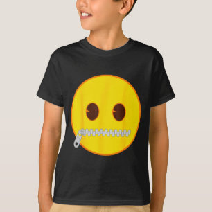 Officiële Emoji Ritssluiting Mond Gele Lach Gezich T-shirt
