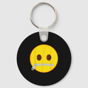 Officiële Emoji Zip Mond Geel Lach Gezicht Sleutelhanger